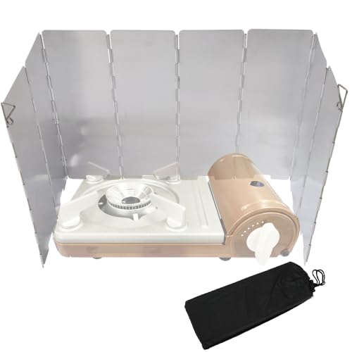 Japard Backpacking Camp Stove Windscreen 8 Plates 9.4x26in, 8oz Ultralight Portable Wind Screen, Outdoor Butane Burner Wind Guard, Aluminum Camping Stove Windshield