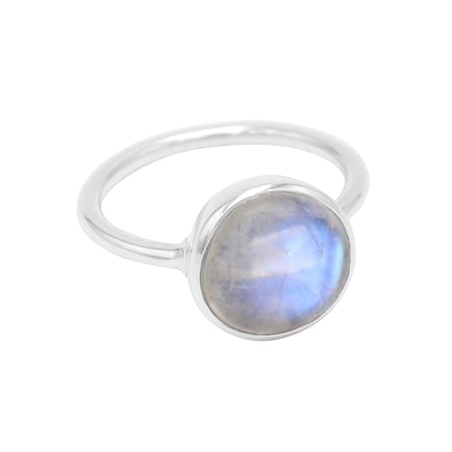 Bague pierre de lune véritable en argent 925 sterling fait main taille 55