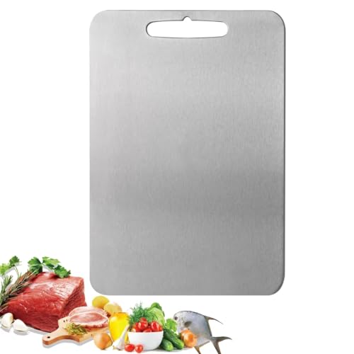Planche a Decouper en Titane Découper Titanium Cutting Board Double Face Cuisine Premium Titanware 29x20 cm Épaisse Métal Fiable Multifonction Nouvelle Qqualité Alimentaire sans BPA Facile à Nettoyer