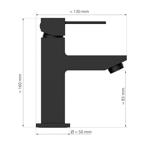 EISL NI075THI-B CALVINO Wasserhahn Bad schwarz-matt eckig, Waschtischarmatur mit kantigem Design, moderner Einhebelmischer Badezimmer, Mischbatterie fürs Waschbecken, Black
