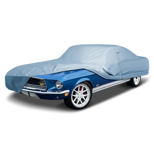 iCarCover Custom Car Cover Compatible with Mustang 1964-1968 Waterproof All-Weather Rain Snow UV Sun Protector Full Exterior Indoor Outdoor Car Covers 1-Tone (Solid Gray)