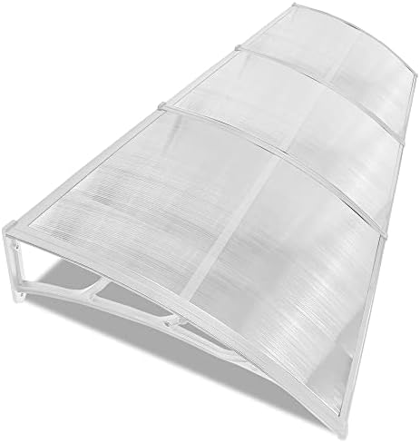 Blisswood Front Door Canopy Outdoor Awning Shelter 150 x 100 cm Window Rain Roof Cover With Polycarbonate Roofing Sheets Porch Shade Patio UV Protection Back Door Porch Canopies