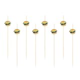 Veemoon 100 Palillos para Hamburguesas de Madera Ecológica Palitos Creativos para Cócteles y Frutas Decorativos Desechables para Fiestas y Aperitivos Set de 100 Unidades