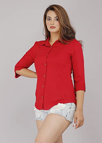 Image of Women Solid Shirt for Office & Casual wear | 3 /4th Sleeves Spread Collar