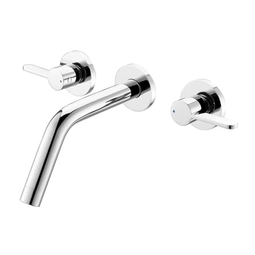 Grifo de baño empotrado de latón cromado con doble manija para lavabo 2