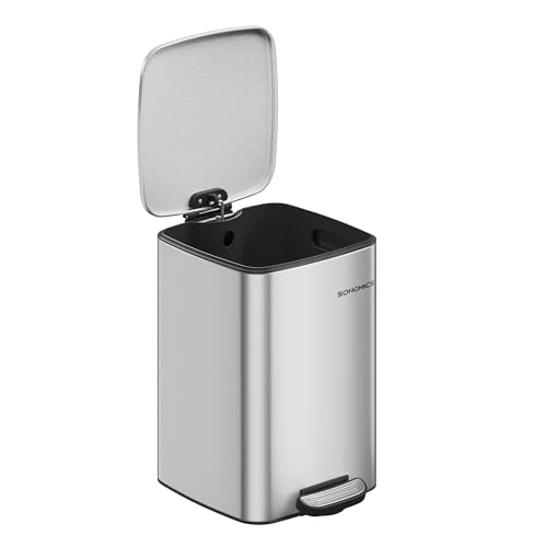 La Mejor Lista de Cubos de basura para la cocina - los más vendidos. 46 SONGMICS Cubo de Basura, Basurero de 20 L, con Cubeta Interior, Acero Inoxidable, Cierre Suave y Permanece Abierto, Plata Metálico MLTB592E01