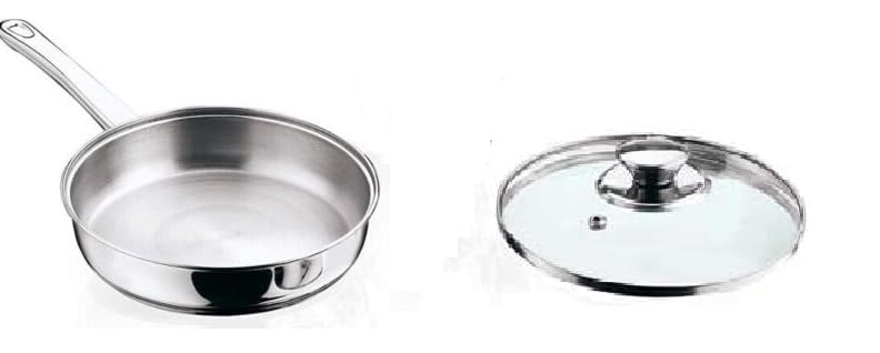 Nobel Stainless Steel - Everyday Casserole, Frypan, Sauce, Cooking pots (24 cm Frypan with Glass lid)