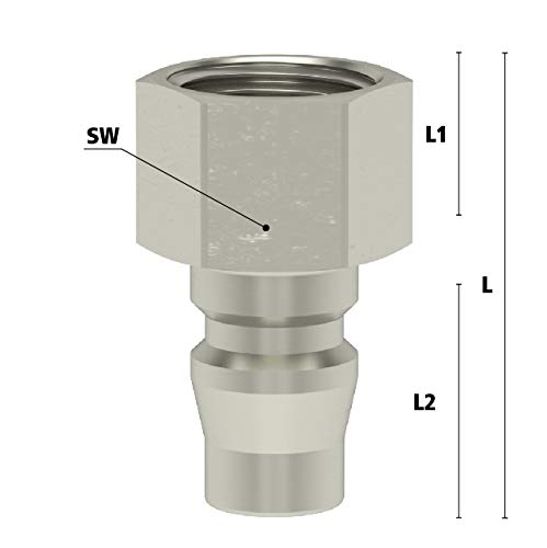 Pack of 10 Compressed Air Coupling Connector ESK 38 NIS Blanking Plug Nipple International Plug Profile G 3/8 Inch Internal Thread Steel DN 7.5 - Image 3