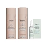 hers Full Volume Shampoo & Conditioner Set - Volumizing Set for Women- Adds Volume & Shine - Coastal Cedar Citron - 2 x 6.4 oz & hers Minoxidil 2% Topical Serum Solution, Hair Regrowth Treatment, 2 oz