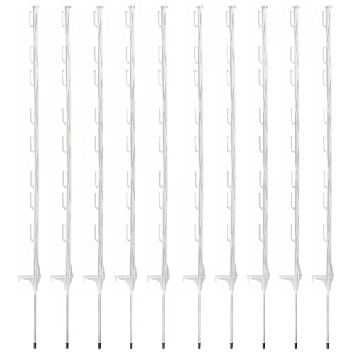 10 x 4ft White Electric Fence Plastic Poly Posts Temporary Fencing Horse Paddock Line Stakes Poles