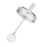 Aramola 1 PCS Mason Jar Lid with Honey Dipper,Stainless Steel Honey Stirrers Lid,Regular Mouth Canning Lid and hoop Suitable for Boer or Kerr Jars