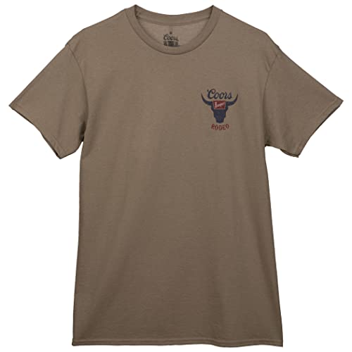 Brew City Coors Banquet Distressed Rodeo Logo Tan Adult Men's Classic Fit T-Shirt4