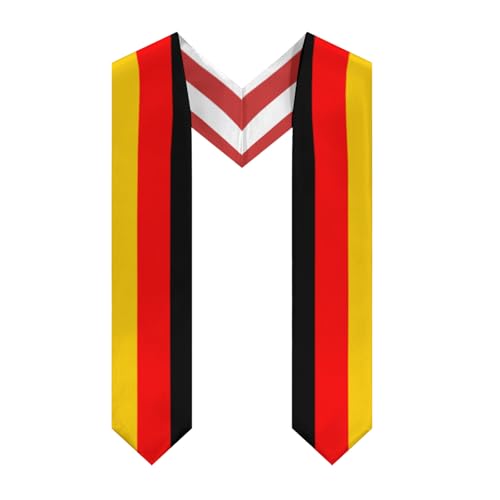 Germany German Flag Graduation Stole Sash Shawl for Men Women Thickened V-Neck Scarf Double-sided for International Students Teachers Study Aboard Graduate Gift 72 inches Unisex