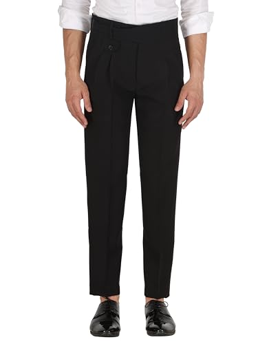 Image of MALENO Tapered Stretchable Poly Lycra Double Pleated Broad Waist Band Gurkha Pants for Men | Korean Fashion Dress Pant for Men