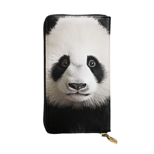 Portefeuille long pour femme grand format en cuir motif panda et ours