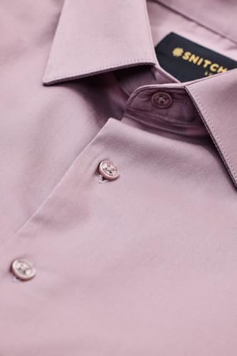 Image of SNITCH Men Formal Shirt | Slim Fit Full Sleeve Classic Collar Solid Pattern | Premium Cotton Blend & Breathable Fabric for Office