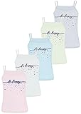 ✅ 5er Pack Mädchen Baumwolle Spaghettiträger Tank Top Unterhemden mit verschiedenen Motiven - Ideal für jede Jahreszeit