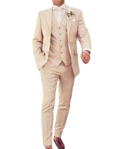 ORBITRAY Men's Wedding Prom Suits Solid Colored 3 Piece Daily Lightweight Casual Tailored Fit