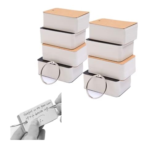800 Sheet Mini Index Cards,Pocket Teaching Cards,Study Cards,Memo Scratch Pads,White Blank Cards with Rings,Bookmark,Note Card, DIY Greeting Card 2.75 x 1.5",8 Pack Khaki and Black Cover Cover