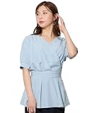 [ニッセン] シャツ・ブラウス レディース 【大きい胸専用】 5分袖カシュクール風ペプラムブラウス ライトブルー FLL