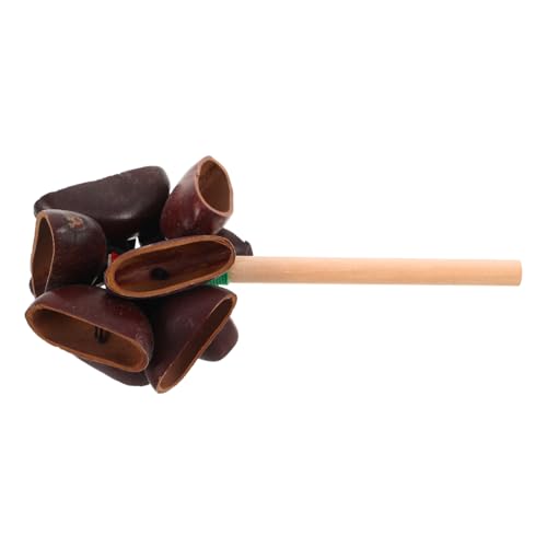 JUMPLAWN フルーツ 貝 手 指輪 幼児 おもちゃ お祭り 手 ガラガラ 赤ちゃん 楽器 手 ガラガラ おもちゃ ガラガラ 振る おもちゃ ガラガラ 幼児向け 手 打楽器 楽器 ライト ブラウ