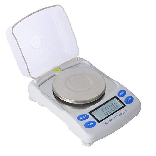 GLJTUO Báscula Digital De Bolsillo, Minibáscula De Precisión para Alimentos, Balanza Inteligente para Joyería con Parabrisas, Pantalla LCD Retroiluminada, Función De Tara, Acero,White-50g/0.001g
