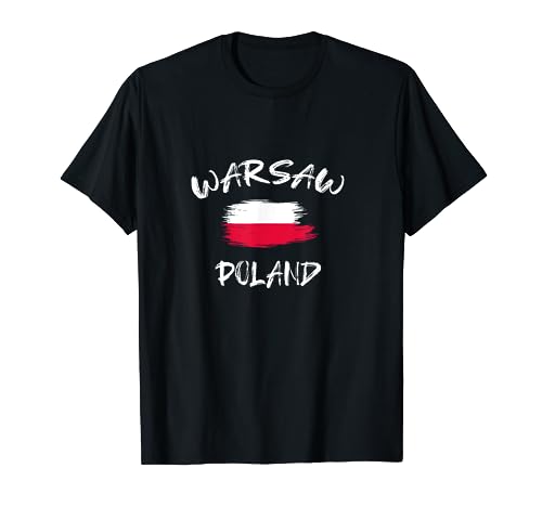 Warsaw Poland Souvenir Polish Country Flag Brushed Camiseta