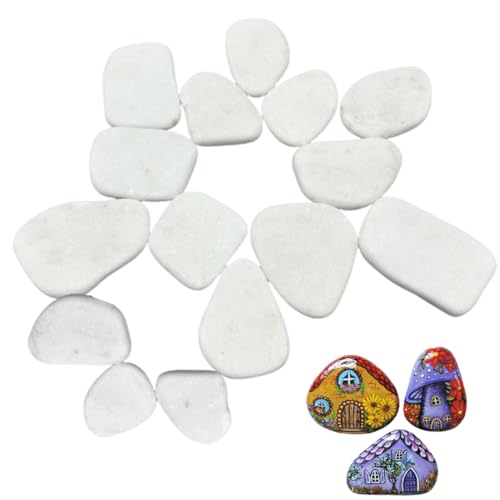 YUPZAR Dipingere i Ciottoli 15 Pezzi 5-8 Cm,Sassi Da Dipingere,Bianco Pietre Piatte Da Rocce Naturali Di Disegno Sassi Piatti Dipingeres i Ciottoli Per Pittura Decorative Per Acquario