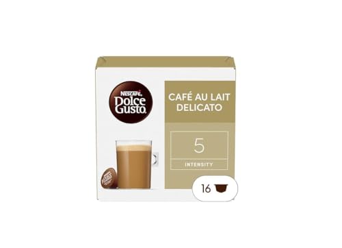 NESCAFÉ Dolce Gusto Café con Leche Delicato   Cápsulas de Café, 16 Cápsulas (1 x 16)   Tueste medio con notas sutiles a caramelo   Originales para cafeteras Dolce Gusto