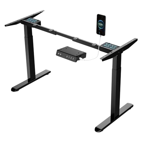 AIMEZO Height Adjustable Standing Desk Frame Dual Motor, 2 Stage Electric Stand up Desk with Memory Buttons Anti-Collision Protection, Black Frame Only