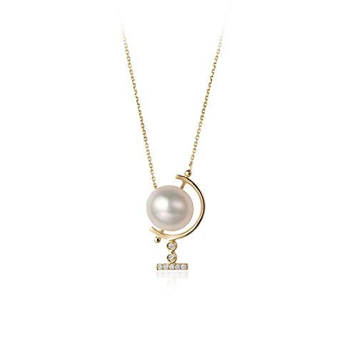 Collier pendentif en or 18 carats pour femme d'exception, globe de nacre et diamant pur