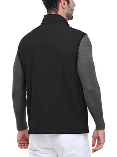 Outdoor Ventures Softshell Weste Herren Wasserdicht Winddichte Ärmellose Jacke Sportlich,Mehrere Taschen Body Warmer Golf Softshellweste für Männer Schwarz L