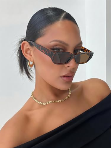 Retro Rectangular Sunglasses for Women Men Chic 90s Rectangle Sunnies Small Narrow Shades Trendy Sun Glasses3