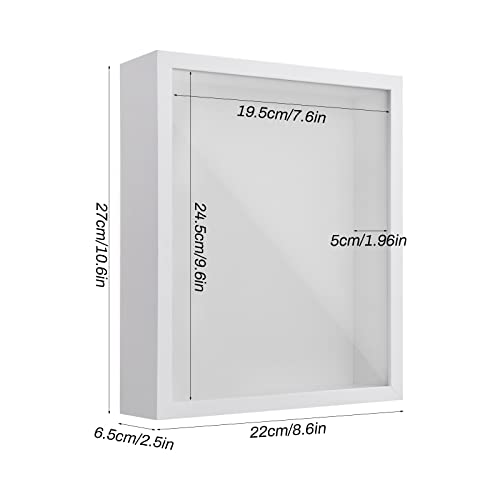 Miniatura 2 de Marcos Con Profundidad, 22 X 27 Cm Marco De Fotos De Madera, Marco De Caja De Sombra Para Pared Y Mesa, Marcos Para Cuadros 3d, Marco De Objeto Rellenable Para Medalla Recuerdo Flor Blanco 5cm