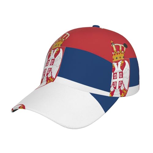 Drapeau de la Serbie - Casquette de baseball classique réglable pour homme et femme - Pour la course à pied, les entraînements en plein air, toutes les saisons - Noir, noir, Taille unique
