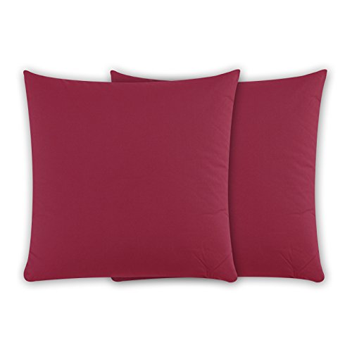 Class Home Collection 2er Pack Renforce Baumwolle Kissenbezug Kissenhülle mit Reißverschluss 80x80 cm Bordeaux