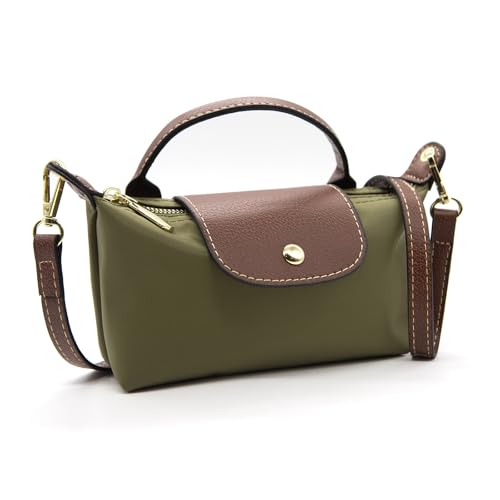 Long Keeper Mini Crossbody Bag for Women Small Nylon Tote Bag Colorblock Shoulder Handbag Top Handle Purse Phone Clutch Bag (Green)