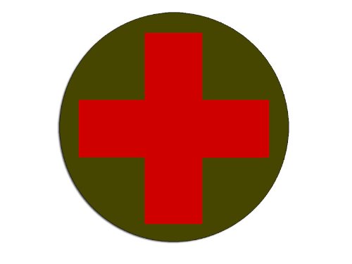 ROUND Combat Medic Cross Logo Sticker (red cross army green decal) - //coolthings.us