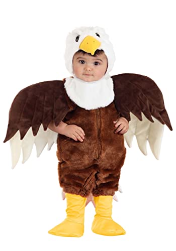 Image of Infant Plush Eagle Costume | Baby Bird Halloween Outfit with Hood, Wings & Booties | Soft Faux Fur Animal Suit