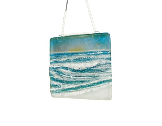 wave glass hanging suncatcher sun 12cm - Handmade by Matt Adkins in Dorset, UK