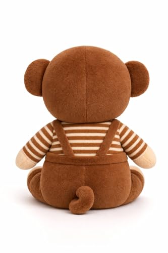 Image of Bow Monkey Soft Toy for Girls Boys Kids, Brown, Animal Stuffed Baby Teddy Gift Birthday, 25 cm