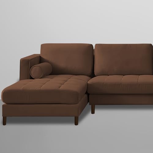 Image of Lezra LHS 4 Seater L Shape Sofa Set for Living Room (Brown Fabric) Premium Fabric Sofa