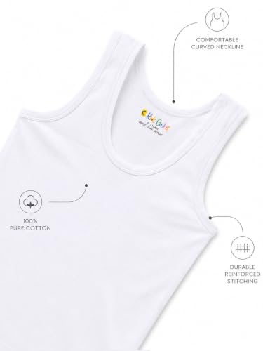 Image of Kids Basket Baby Boys and Girls 100% Pure Cotton White Vest Inner wear Combo Pack of 3