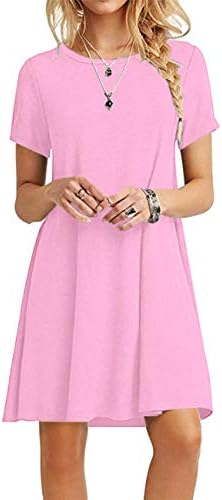 MOLERANI Women's Casual Plain Simple T-Shirt Loose Dress New Pink XL