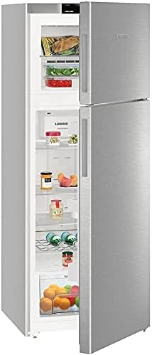 Liebherr CTNEF5215 Refrigerator and Freezer with doors open, showing food items stored inside.