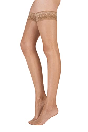 Image of Pretty Polly Womens Nylon Lace Top Hold Ups