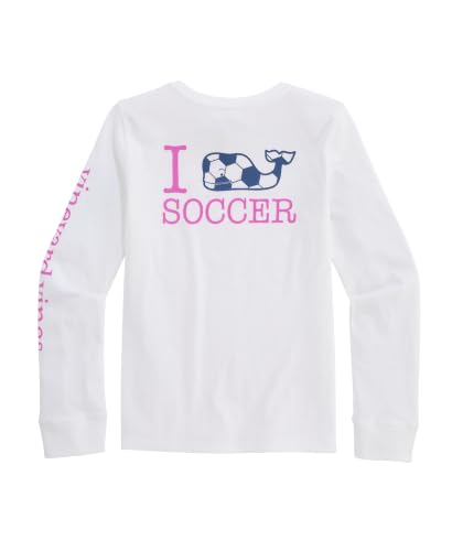 Vineyard Vines Girls' I Whale Soccer Tee, White Cap, S