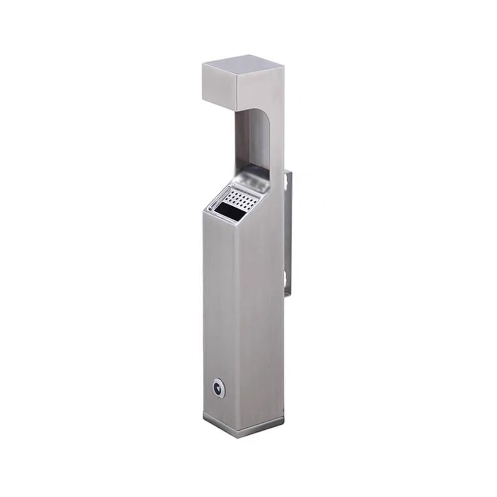 OWOHYG Ashtray Trash Can Outdoor Public Wall Mounted Ashtray, Stainless Steel Lockable Cigarette Bin Outdoor Ashtrays For Cigarettes.
