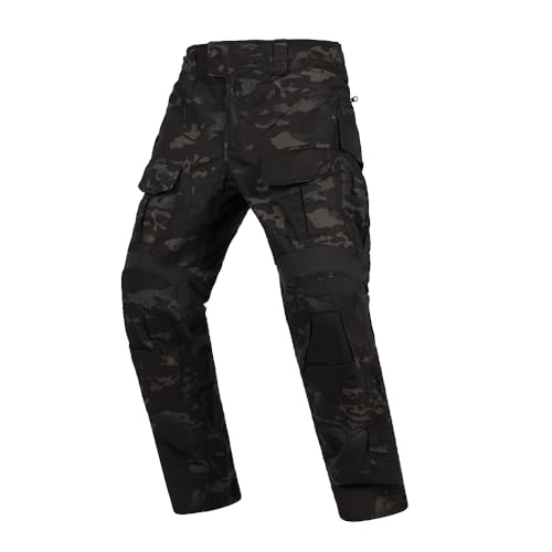 EMERSONGEAR Gen3 Paintball-Hose mit Knieschonern, Combat-Hose, Armee-Airsoft-Combat, BDU-Hose, Multi-camo schwarz, Mittel