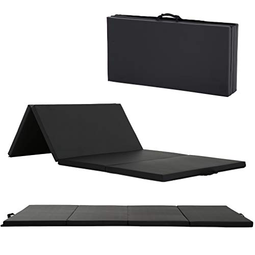Exercise Mat 4'x10'x2" Gymnastics Mat 4 Folding Gymnastics Tumbling Mats 2" Thick PU Leather Yoga Mat Portable With Carrying Handles for home Workout outdoor Yoga Pilates by BestMassage - Used condition - US$63.60